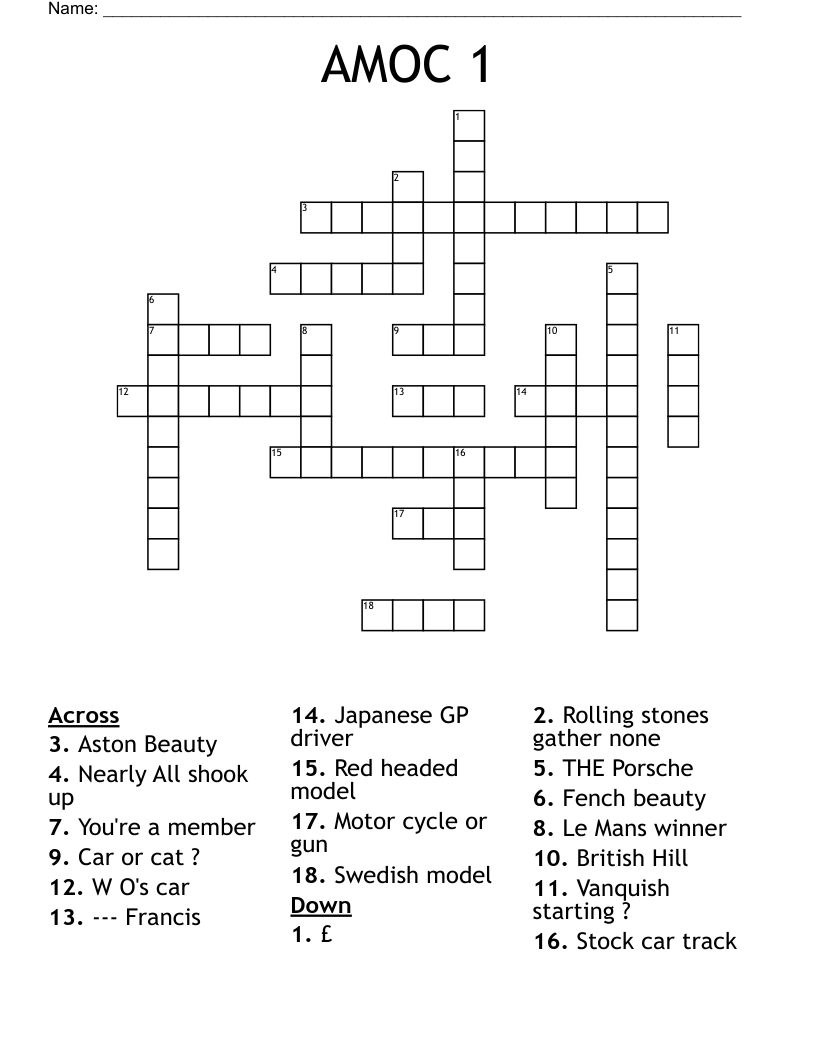 AMOC 1 Crossword