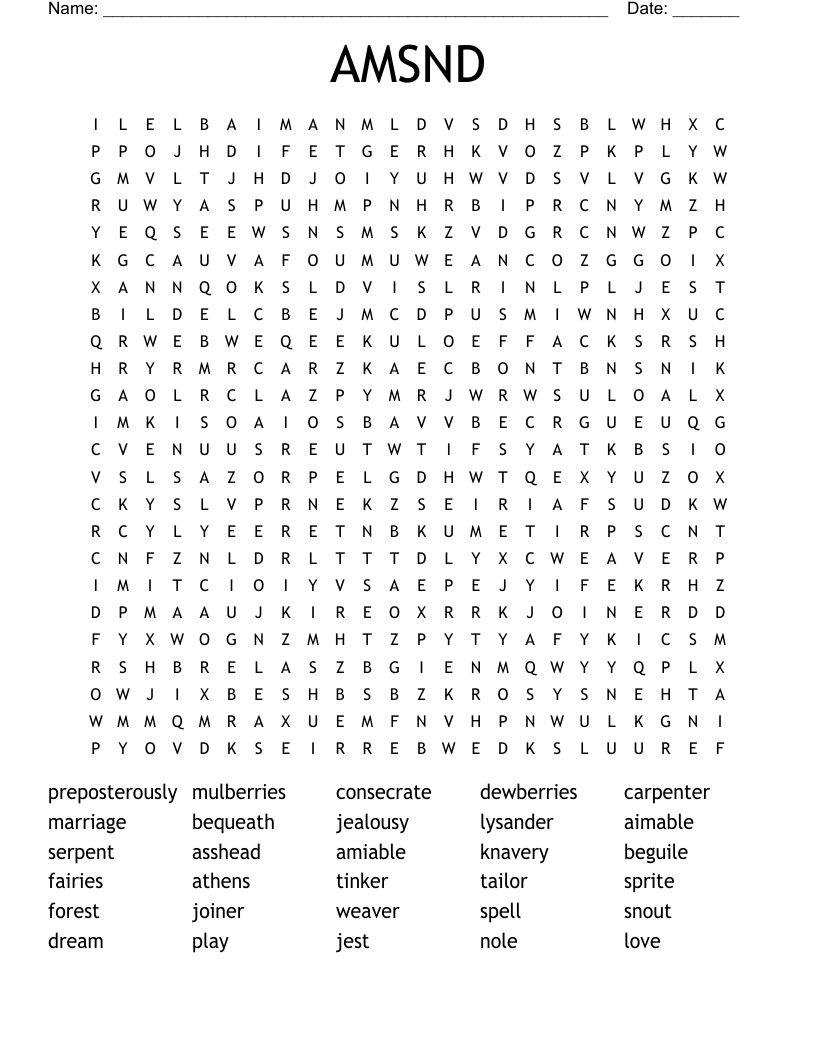 AMSND Word Search