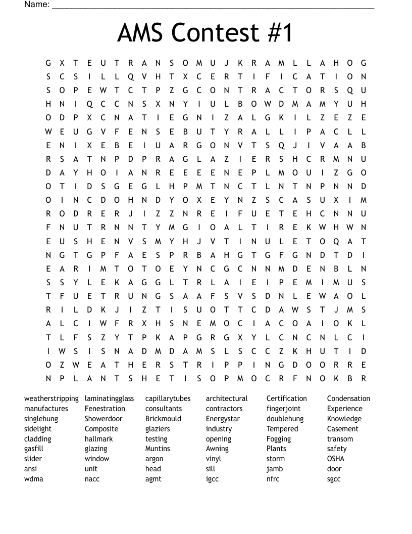 AMS Contest #1 Word Search