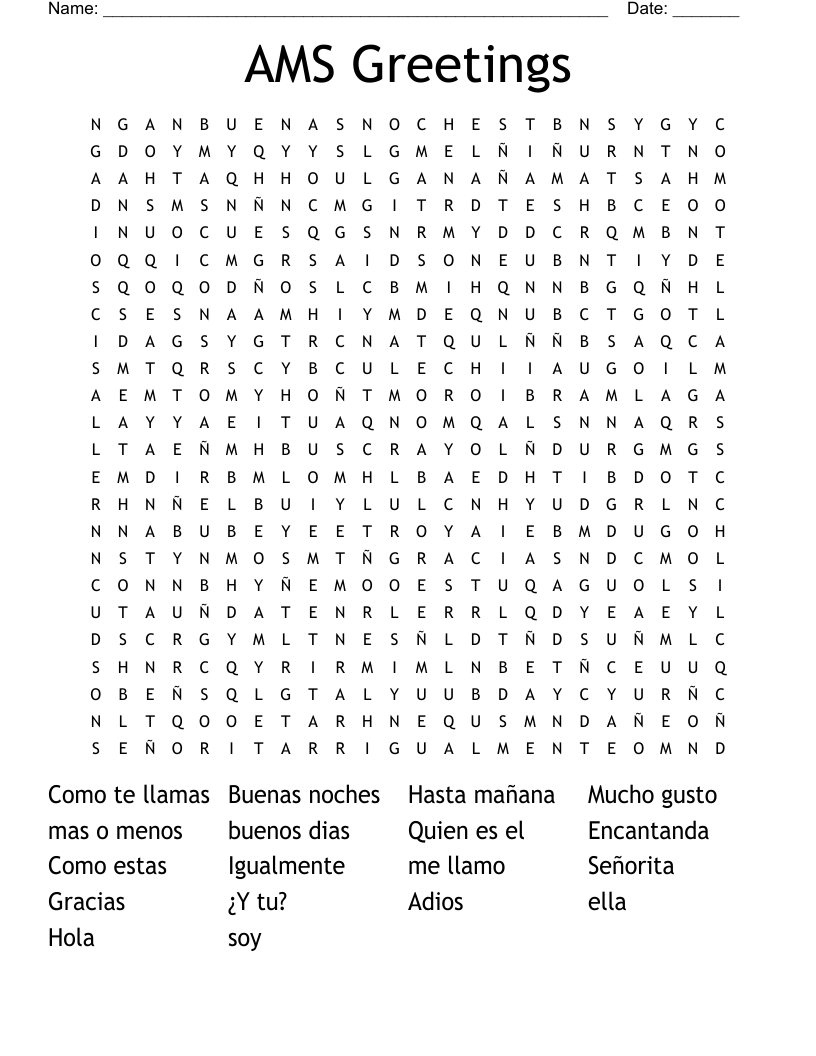 AMS Greetings Word Search