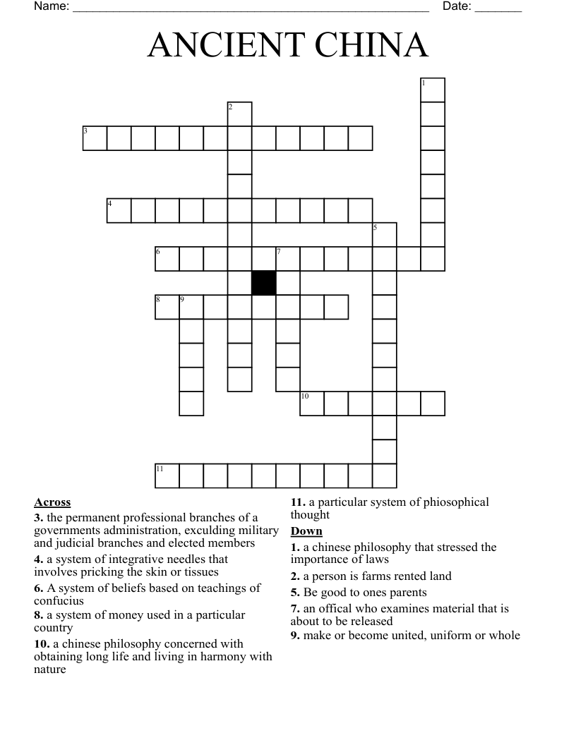 ANCIENT CHINA Crossword