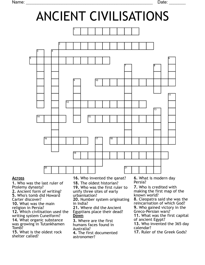 ANCIENT CIVILISATIONS  Crossword