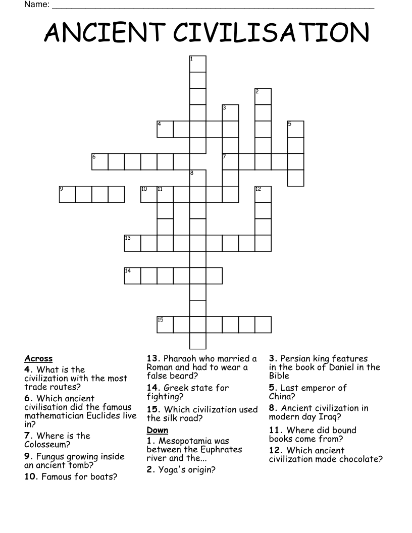 ANCIENT CIVILISATION Crossword
