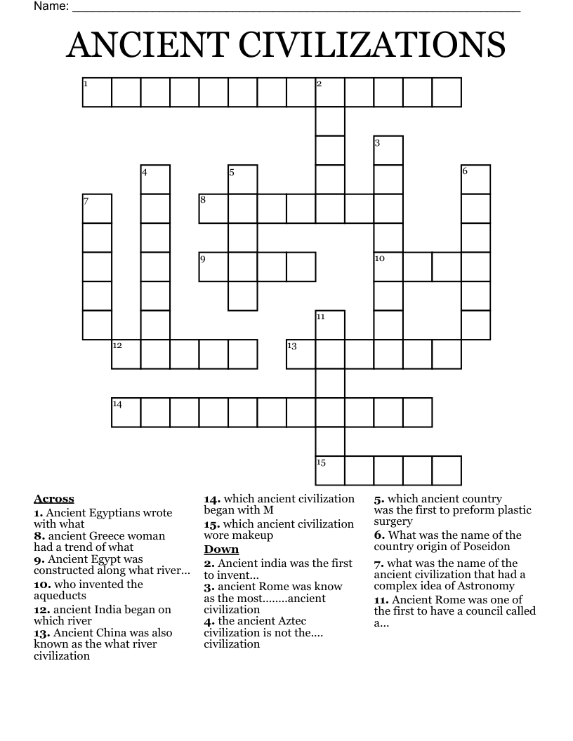 ANCIENT CIVILIZATIONS  Crossword