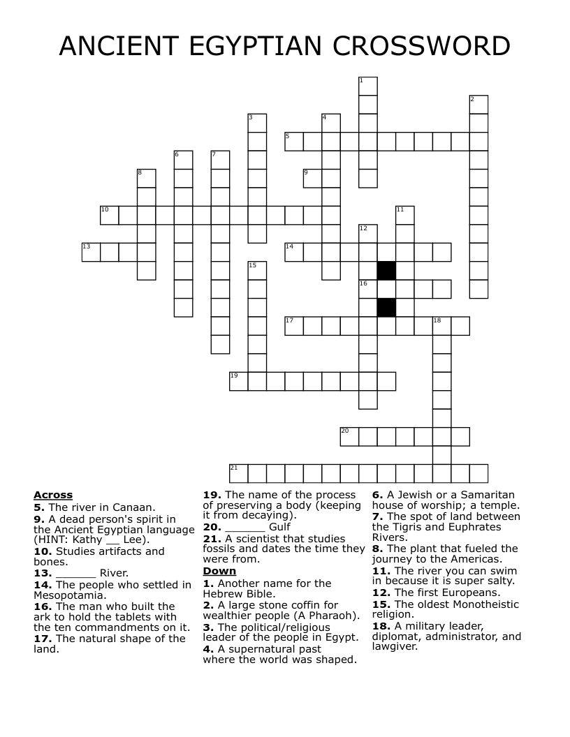 ANCIENT EGYPTIAN CROSSWORD