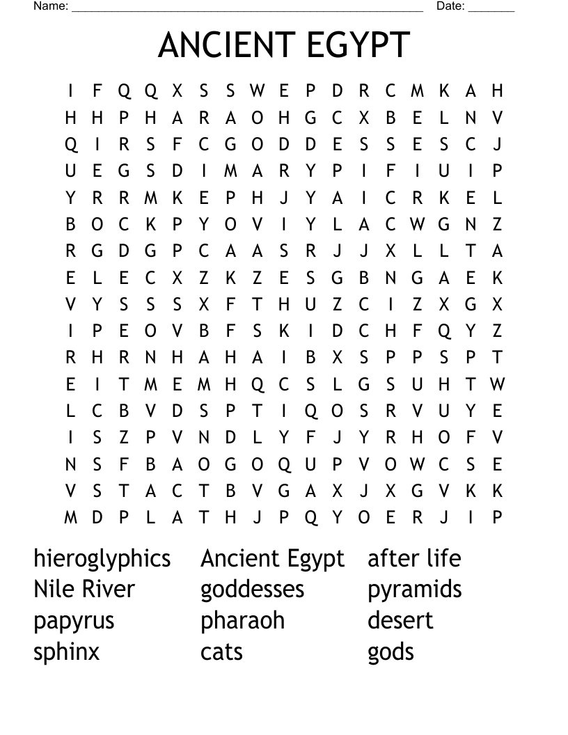 ANCIENT EGYPT Word Search