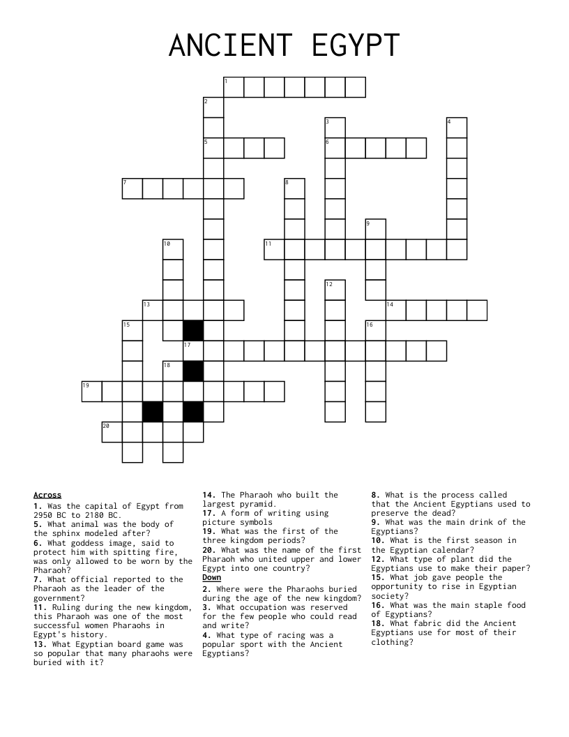 ANCIENT EGYPT Crossword