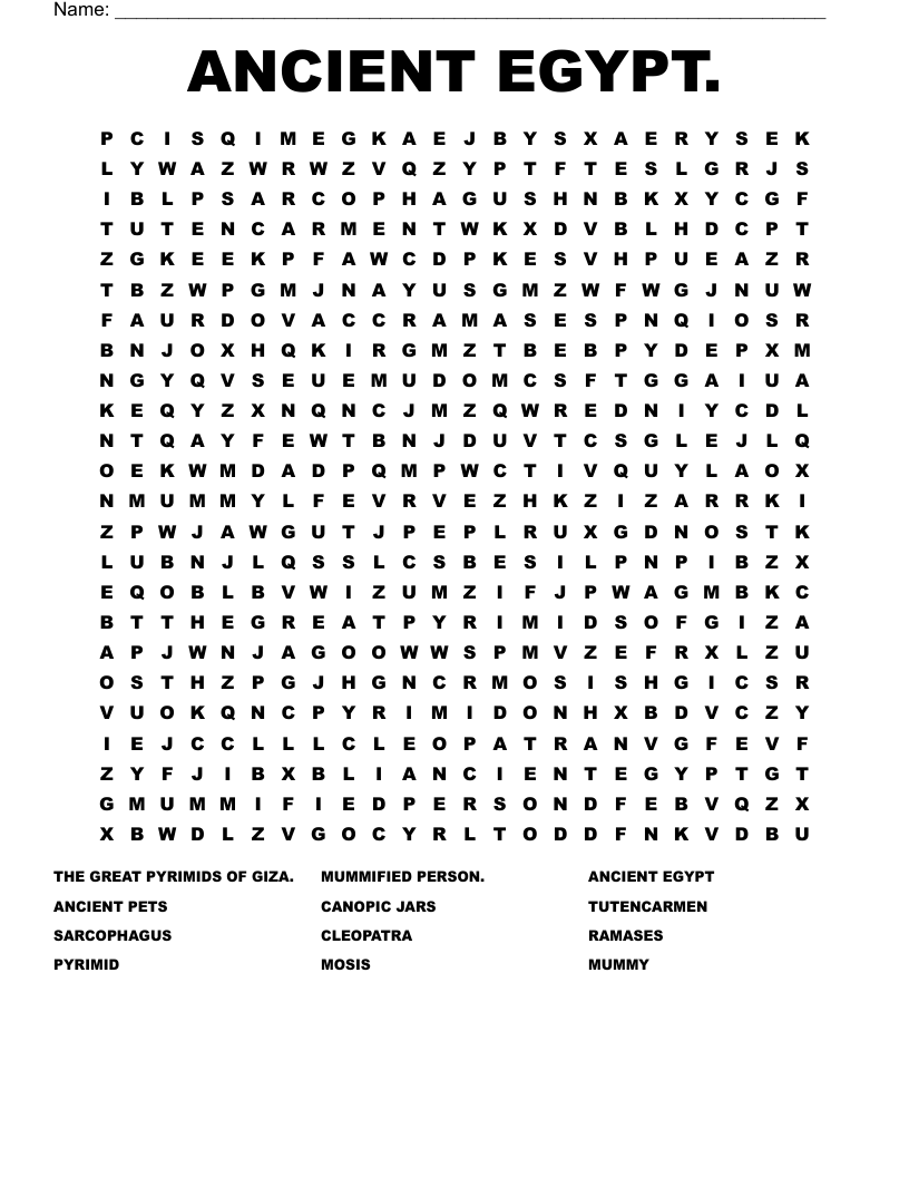 ANCIENT EGYPT. Word Search