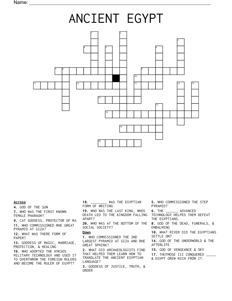 ANCIENT EGYPT Crossword