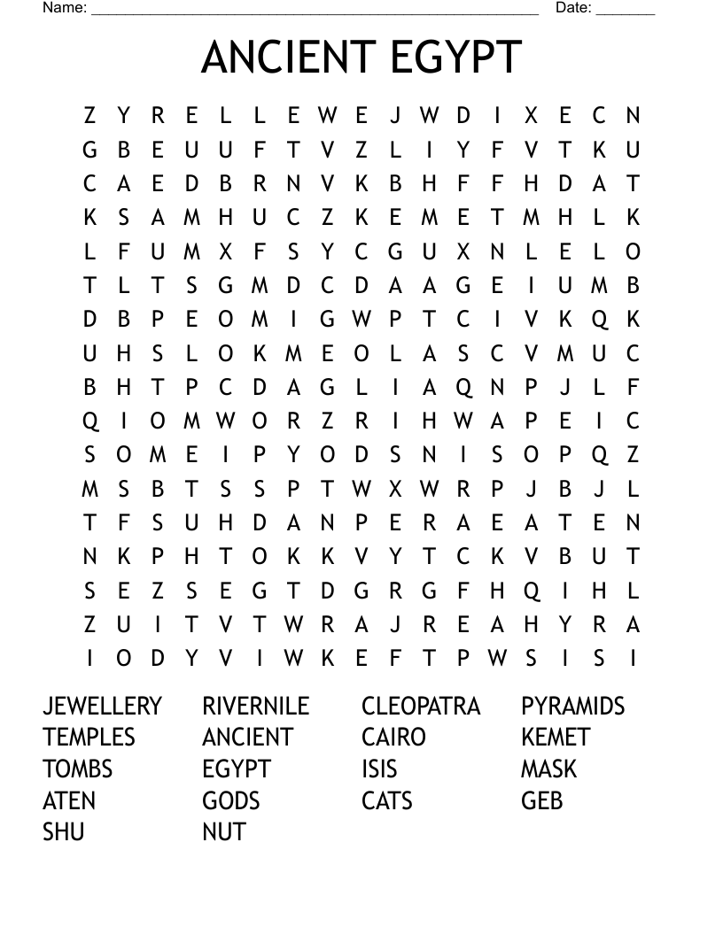 ANCIENT EGYPT Word Search