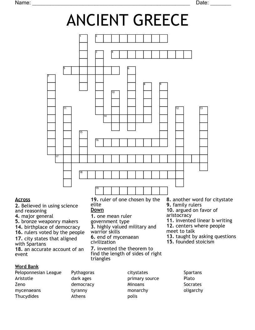 ANCIENT GREECE  Crossword
