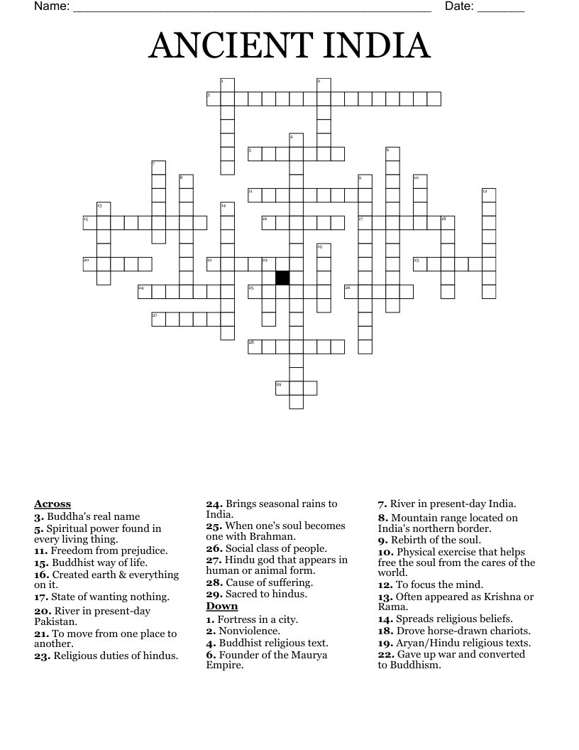 ANCIENT INDIA Crossword
