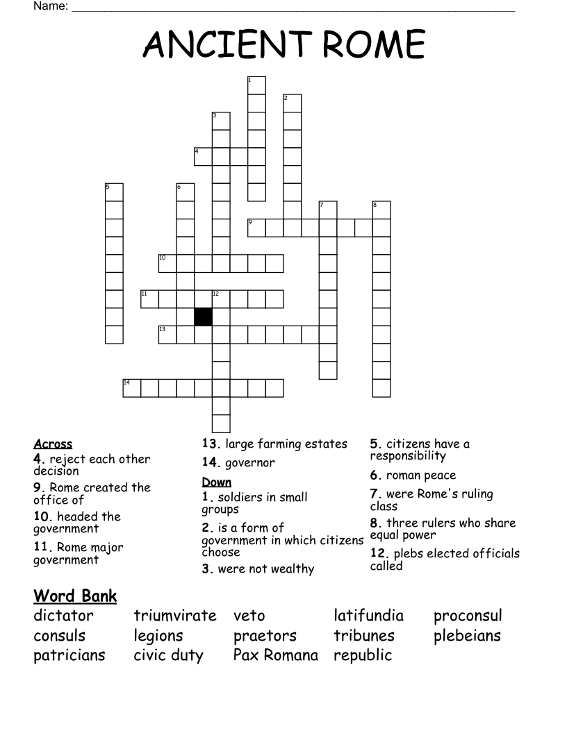 ANCIENT ROME Crossword