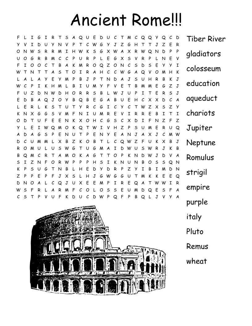 Ancient Rome!!! Word Search
