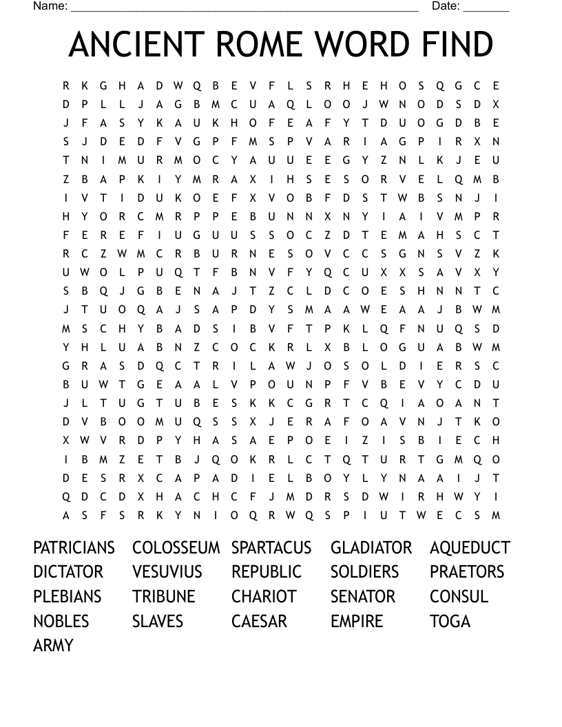 ANCIENT ROME WORD FIND Word Search