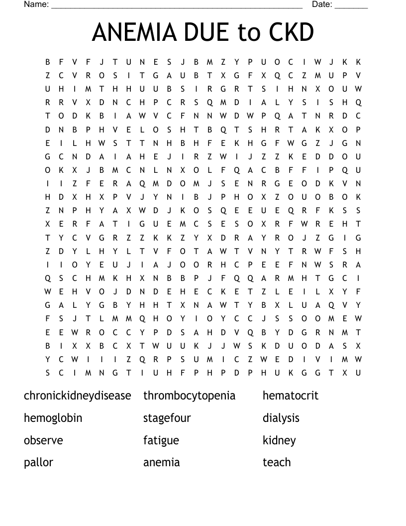 ANEMIA DUE to CKD Word Search