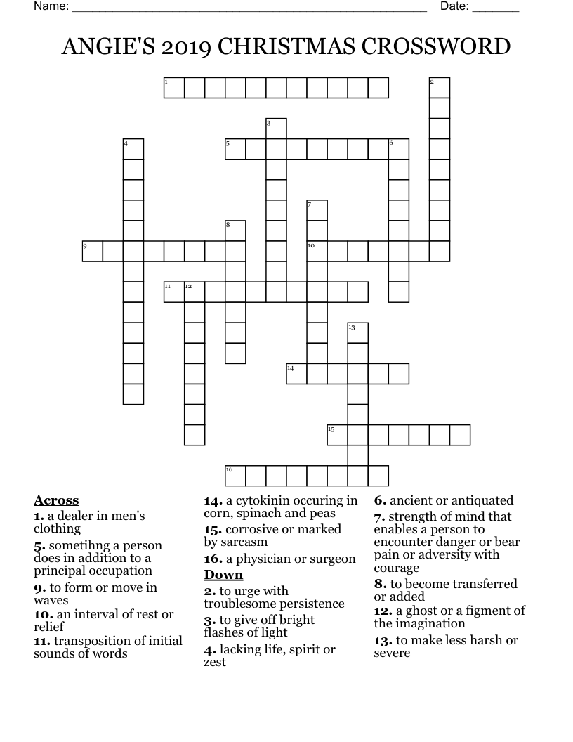 ANGIE'S 2019 CHRISTMAS CROSSWORD 