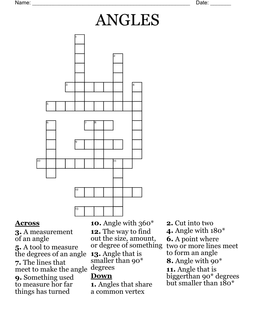 ANGLES Crossword