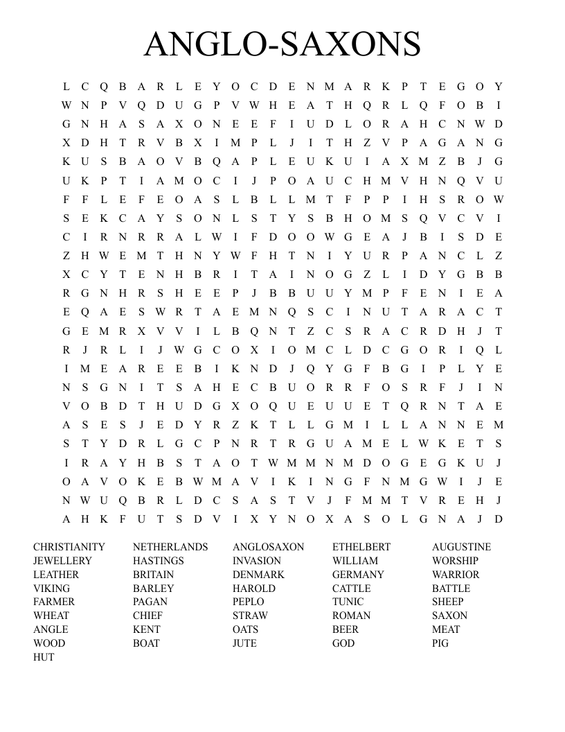 ANGLO-SAXONS Word Search