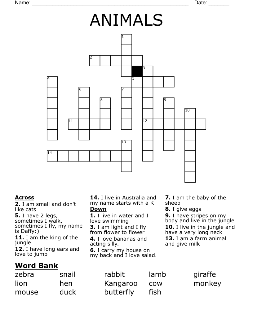 ANIMALS Crossword