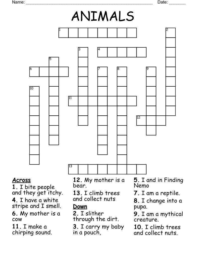 ANIMALS Crossword