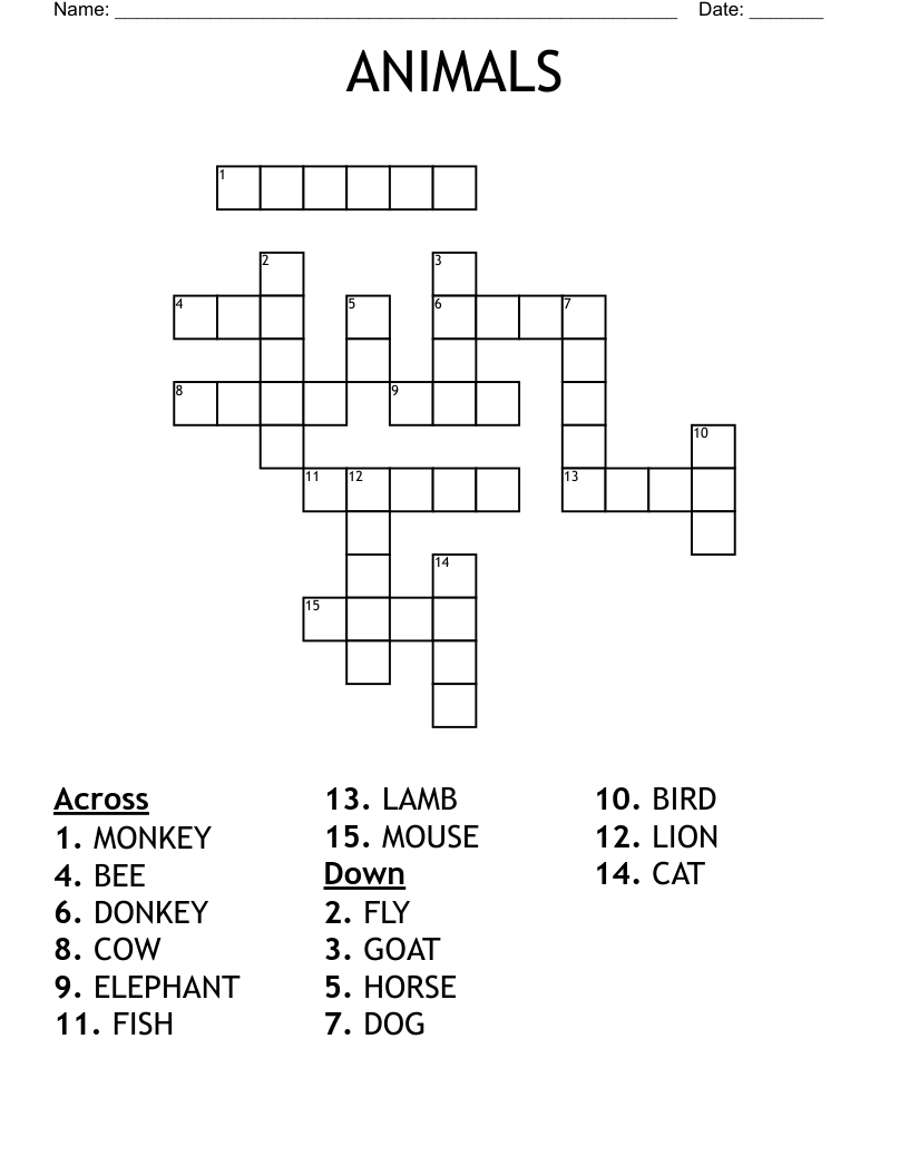ANIMALS Crossword