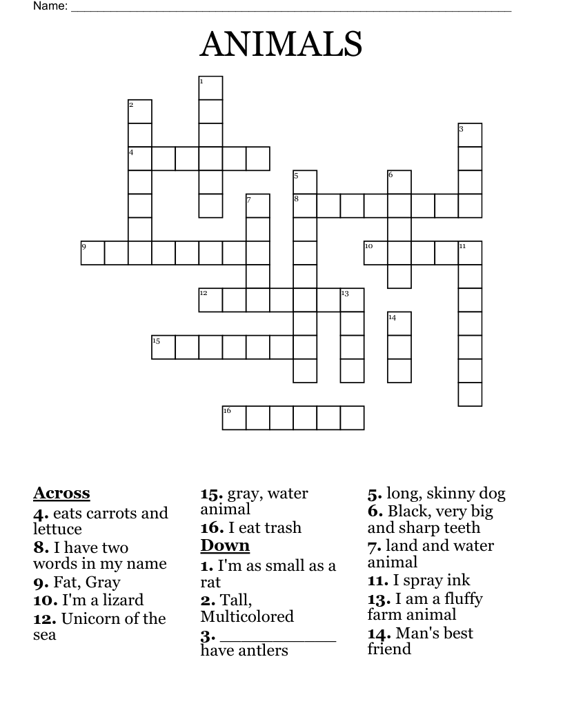 ANIMALS Crossword