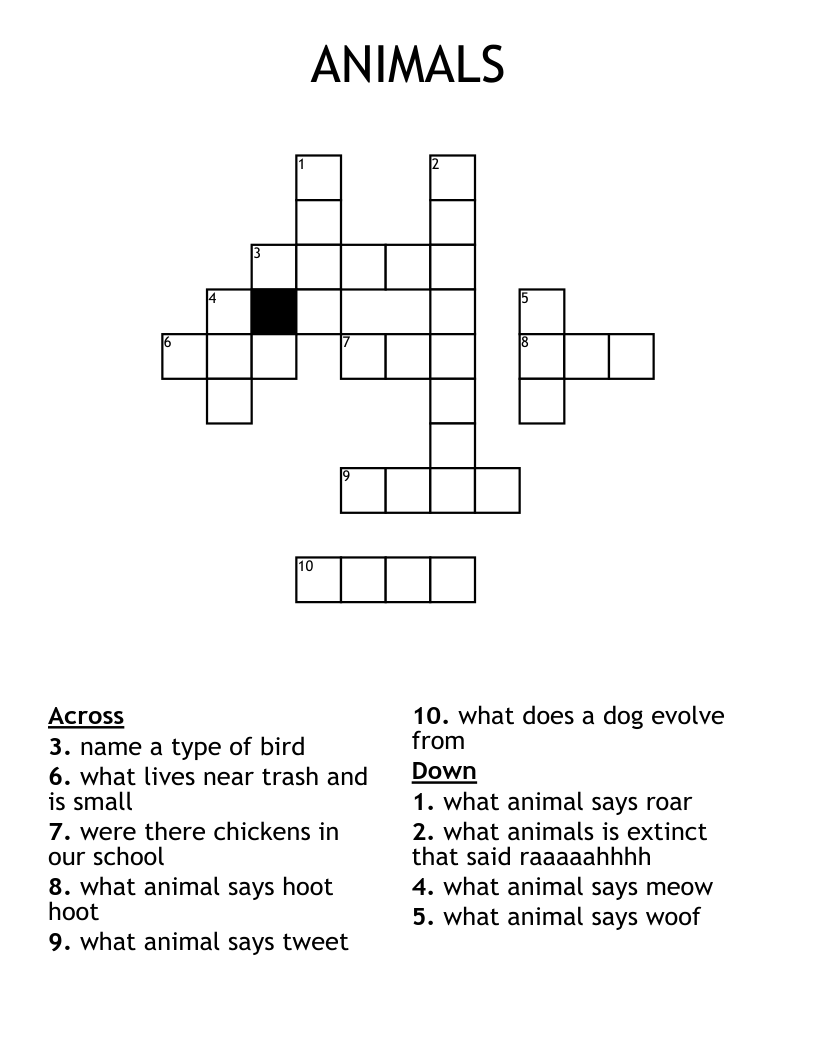ANIMALS Crossword