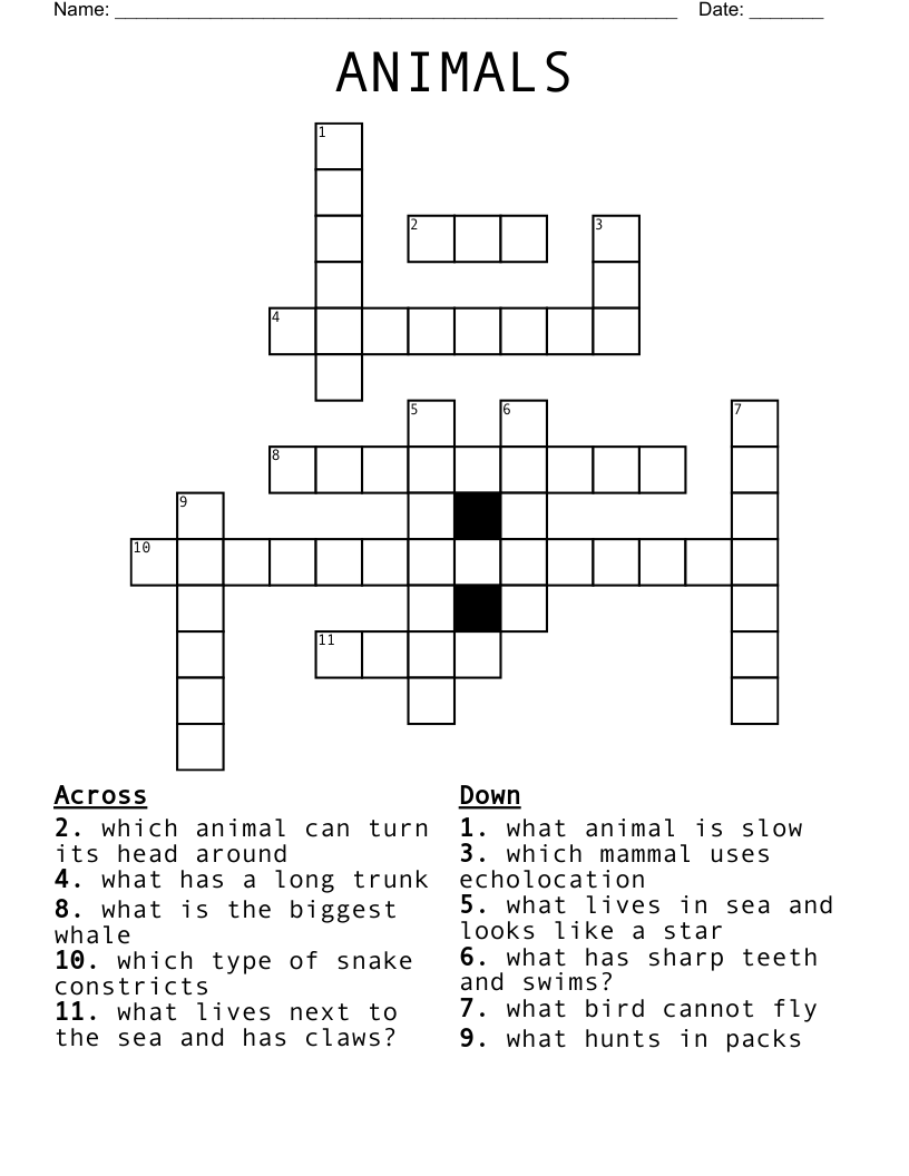 ANIMALS Crossword