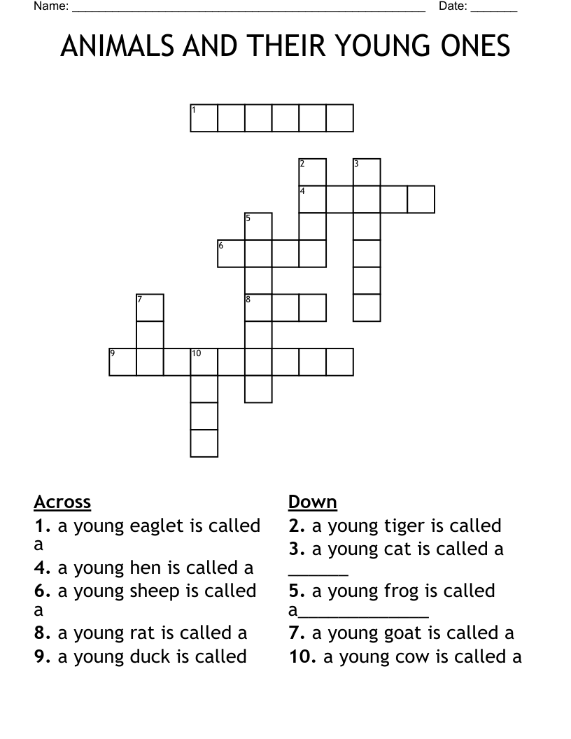 ANIMALS AND THEIR YOUNG ONES Crossword