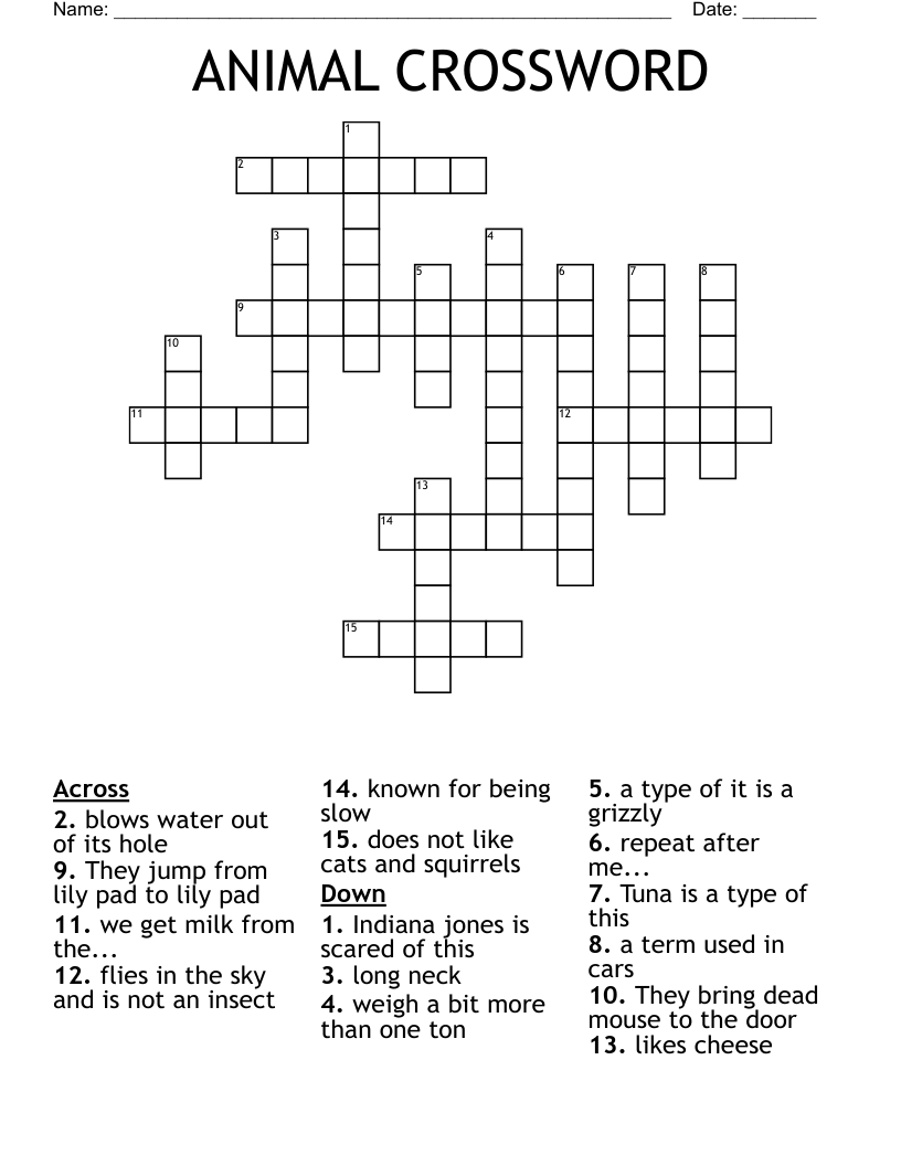 ANIMAL CROSSWORD