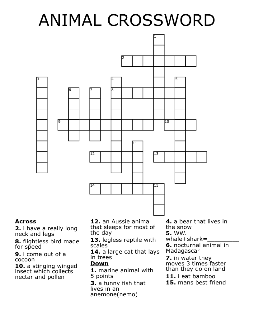 ANIMAL CROSSWORD