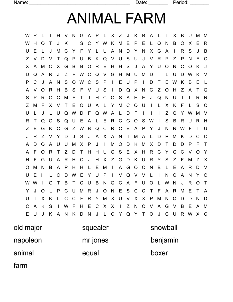 ANIMAL FARM Word Search