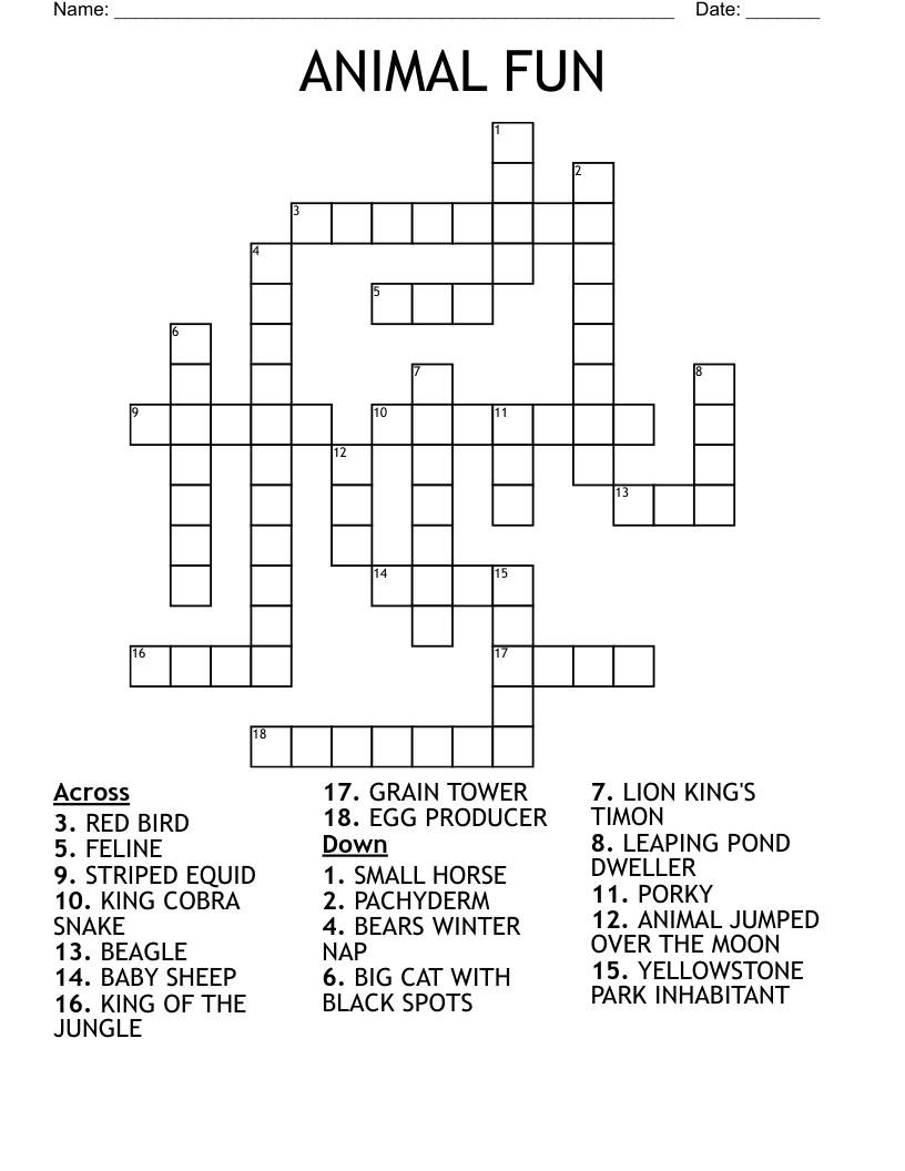 ANIMAL FUN Crossword