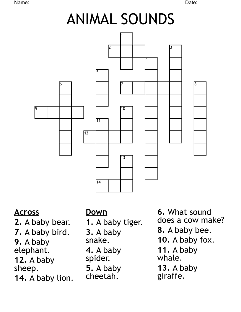 ANIMAL SOUNDS Crossword