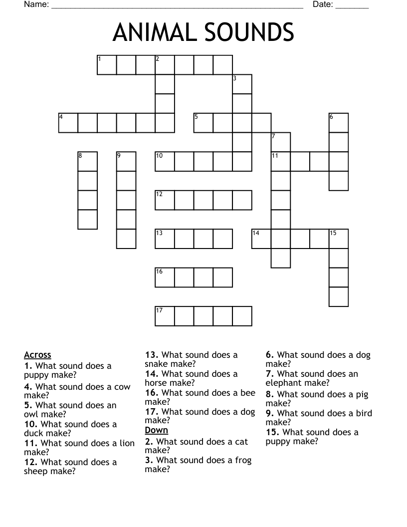 ANIMAL SOUNDS Crossword