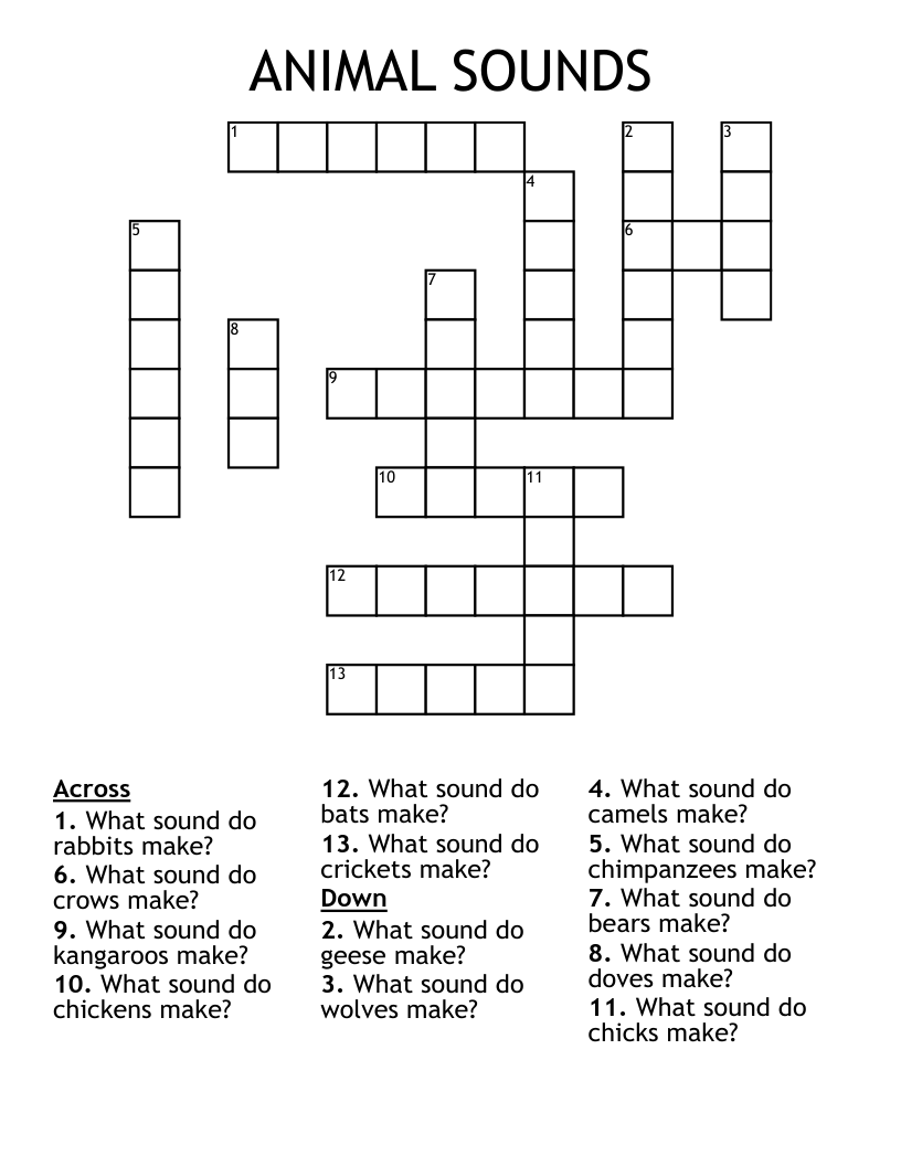 ANIMAL SOUNDS Crossword