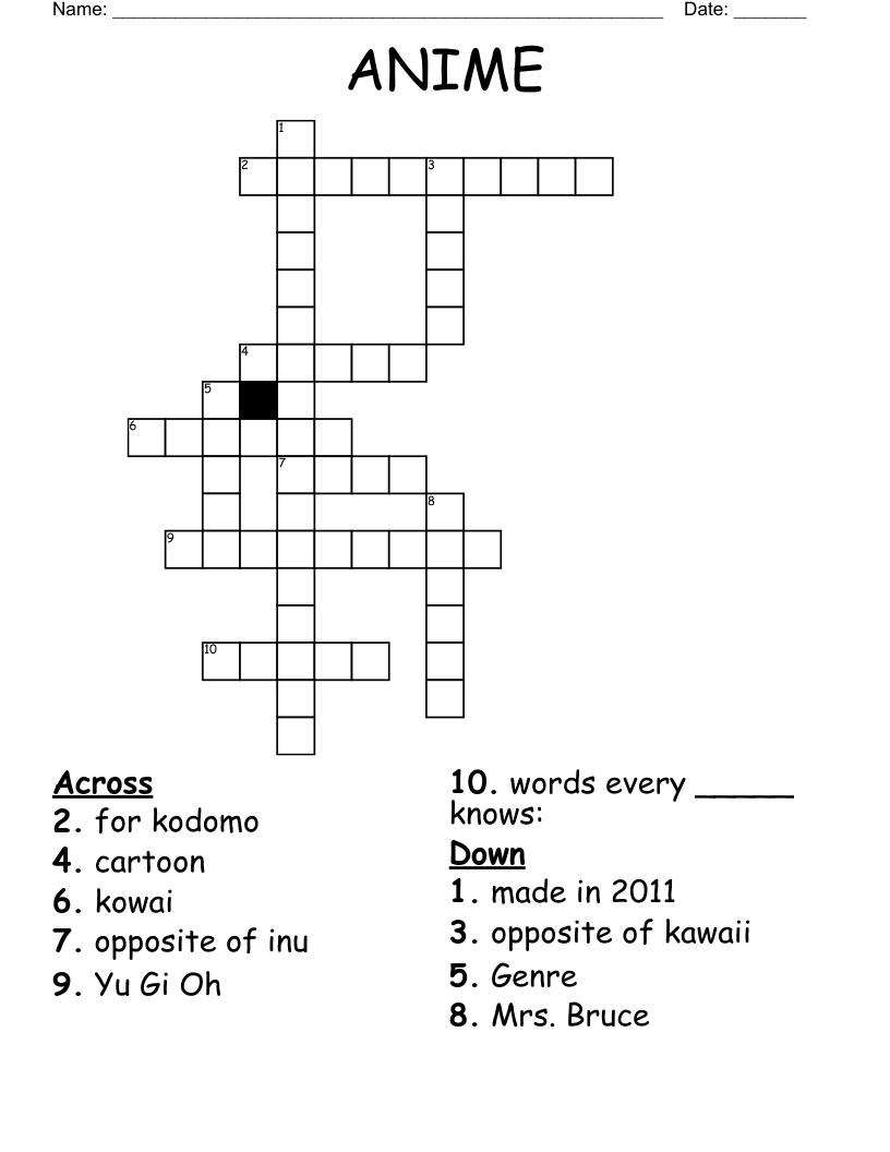 ANIME Crossword