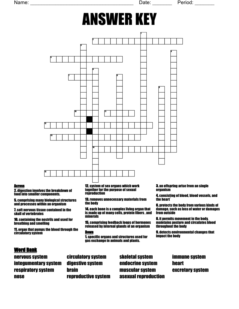 ANSWER KEY Crossword