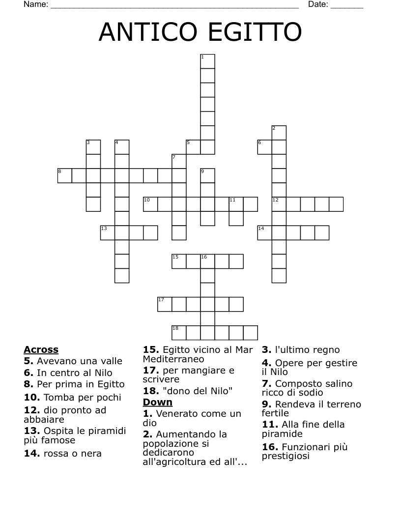 ANTICO EGITTO Crossword