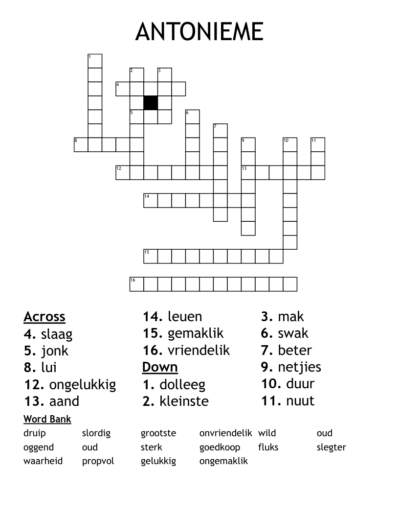 ANTONIEME Crossword