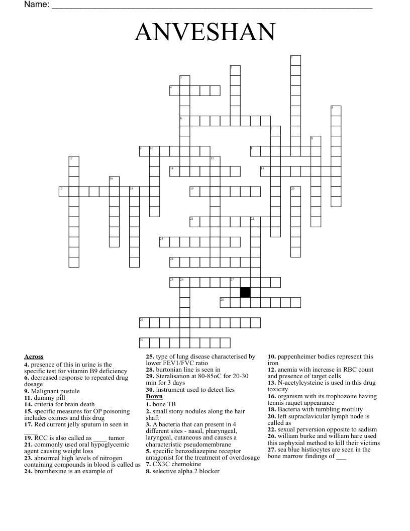 ANVESHAN Crossword