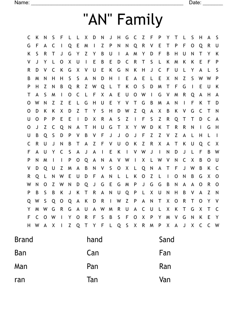 "AN" Family Word Search