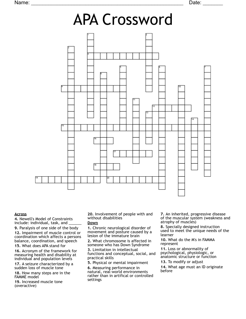 APA Crossword