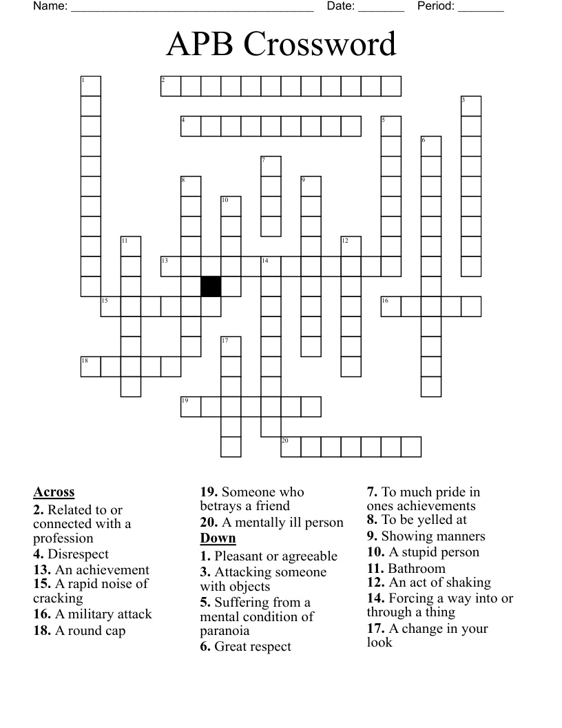 APB Crossword