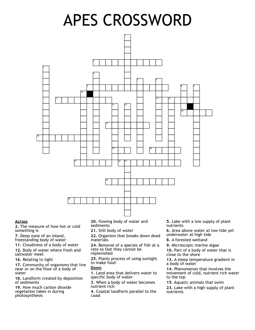 APES CROSSWORD 