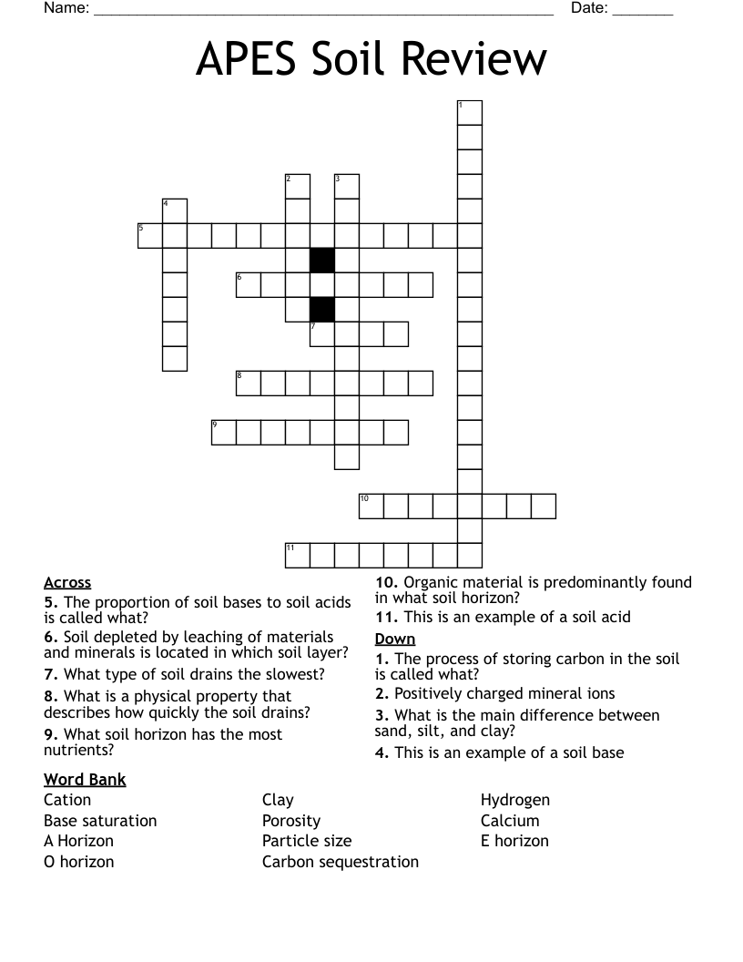 APES Soil Review  Crossword