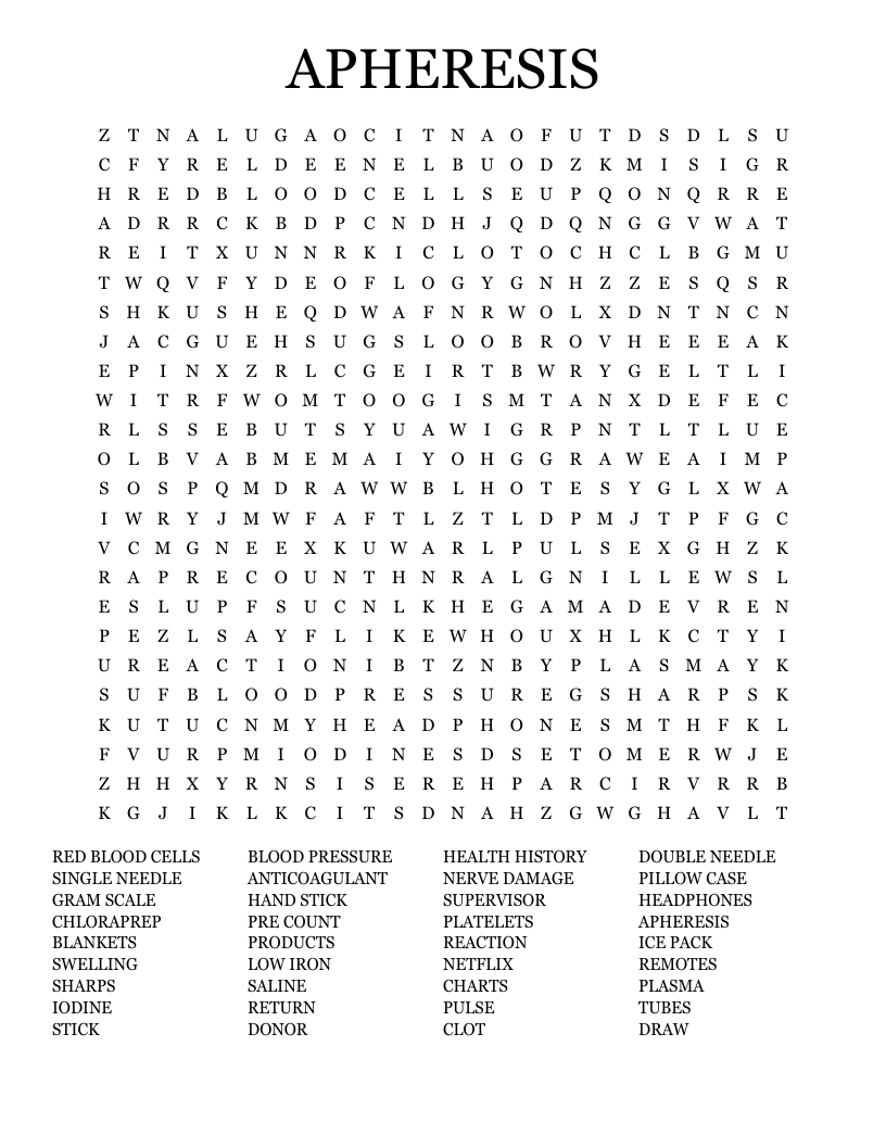 APHERESIS Word Search