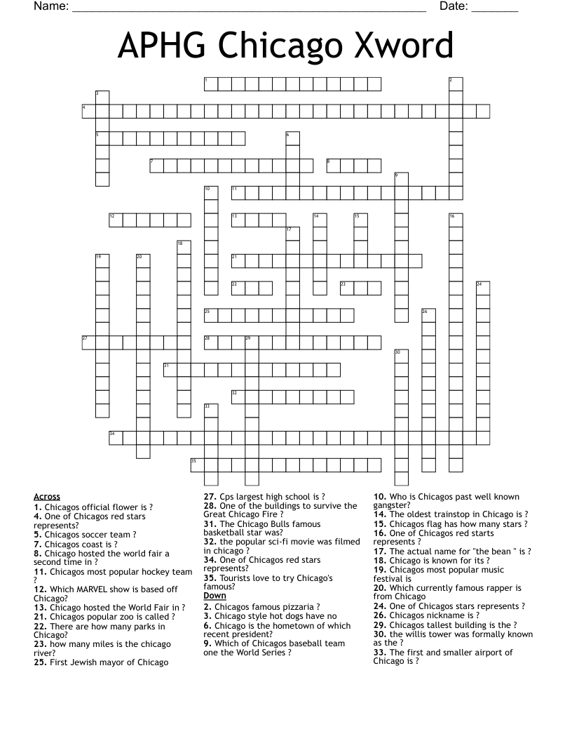 APHG Chicago Xword  Crossword