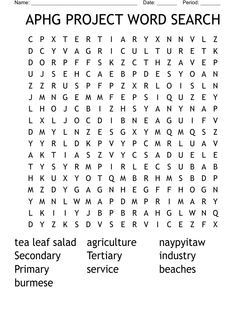 APHG PROJECT WORD SEARCH